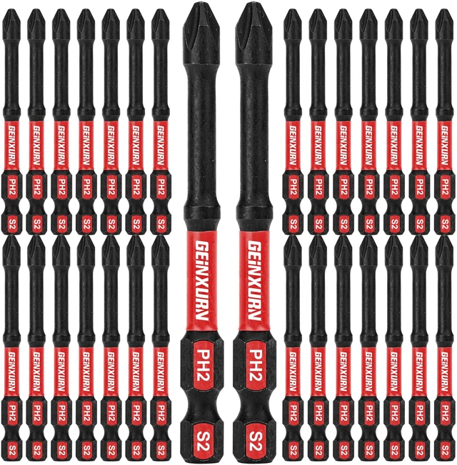Main image of Impact Tough #2 Phillips 3 in. D2 Steel Long Extension Insert Driver Bits,30Pack 1/4 Inch Hex Shank Long Cross Magnetic PH2 Screwdriver Bits Set