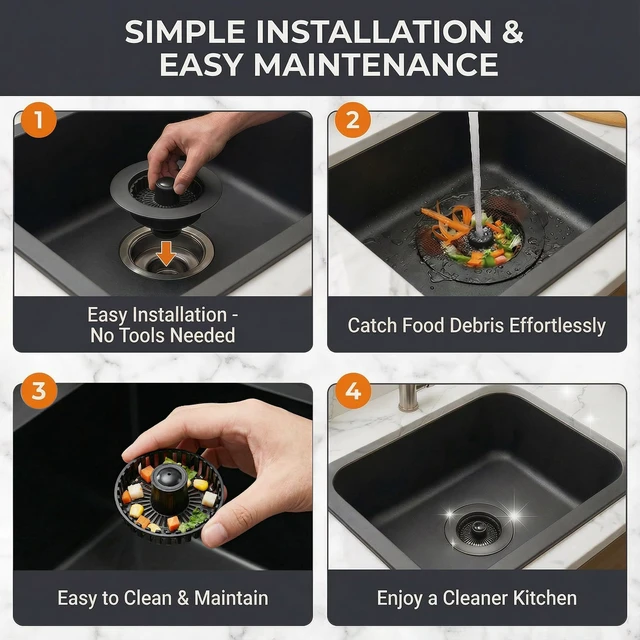 Alt view image 5 of 7 - Kitchen Sink Stopper, 3 in 1 Pop Up Kitchen Sink Drain Strainer, with an Extra Basket Strainer, Sink Drain Stopper for US Standard 3-1/2 Inch, Brass Material Electroplate (Black)