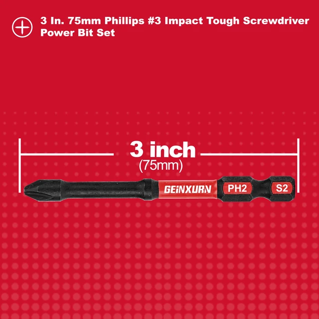Alt view image 3 of 7 - Impact Tough #2 Phillips 3 in. D2 Steel Long Extension Insert Driver Bits,30Pack 1/4 Inch Hex Shank Long Cross Magnetic PH2 Screwdriver Bits Set