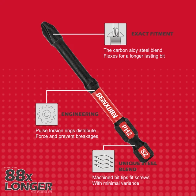 Alt view image 5 of 7 - Impact Tough #2 Phillips 3 in. D2 Steel Long Extension Insert Driver Bits,30Pack 1/4 Inch Hex Shank Long Cross Magnetic PH2 Screwdriver Bits Set