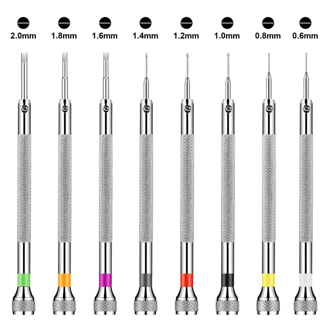 Alt view image 3 of 6 - 8 Pieces Precision Jewelers Screwdriver Set, Micro Watch Repair 0.6-2.0 mm Flathead Screwdriver Set for Watch, Eyeglasses, Jewelry Work, Electronics Repair