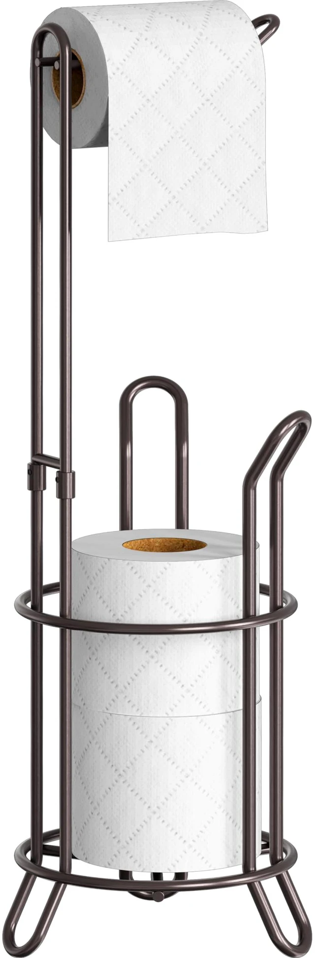 Main image of Bathroom Toilet Paper Storage Holder Stand Shelf, Bronze 4 Paper Rolls, 7.25" x 7.25" x 23.5", Wired