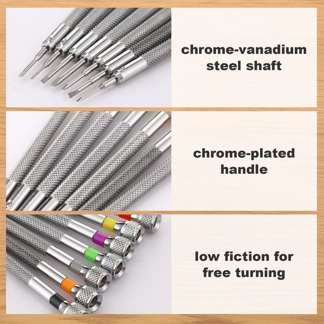 Alt view image 5 of 6 - 8 Pieces Precision Jewelers Screwdriver Set, Micro Watch Repair 0.6-2.0 mm Flathead Screwdriver Set for Watch, Eyeglasses, Jewelry Work, Electronics Repair