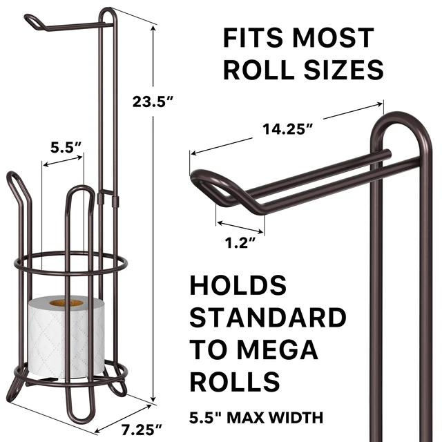 Alt view image 2 of 7 - Bathroom Toilet Paper Storage Holder Stand Shelf, Bronze 4 Paper Rolls, 7.25" x 7.25" x 23.5", Wired
