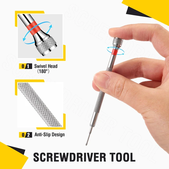 Alt view image 3 of 7 - 8 Pieces Precision Jewelers Screwdriver Set, Micro Watch Repair 0.6-1.8 mm Flathead, Phillips Screwdriver Set for Watch, Eyeglasses, Jewelry Work, Electronics Repair