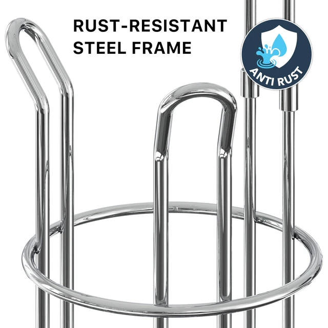 Alt view image 5 of 7 - Bathroom Toilet Paper Storage Holder Stand Shelf, Chrome 4 Paper Rolls, 7.25" x 7.25" x 23.5", Wired
