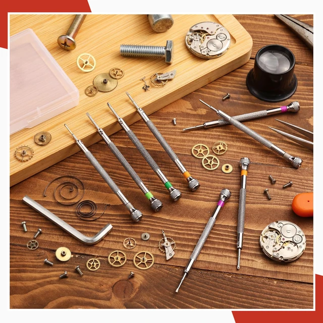Alt view image 7 of 7 - 8 Pieces Precision Jewelers Screwdriver Set, Micro Watch Repair 1.4-2.0 mm Flathead, Phillips, Watch Regulator, Remover Setter