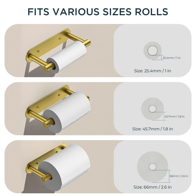 Alt view image 4 of 7 - Toilet Paper Holder, Adhesive or Screw Wall Mount Pivoting Tissue Roll Holder for Bathroom, Stainless Steel Rustproof Self Adhesive Toilet Paper Roll Dispenser no Drilling, Brushed Gold