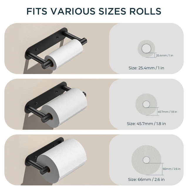 Alt view image 7 of 7 - Commercial Toilet Paper Holder Wall Mount Bathroom Tissue Holder Matte Black | Adhesive or Screw | SUS304 Stainless Steel Rustproof | Pivoting Tissue Roll Holder | Round Base