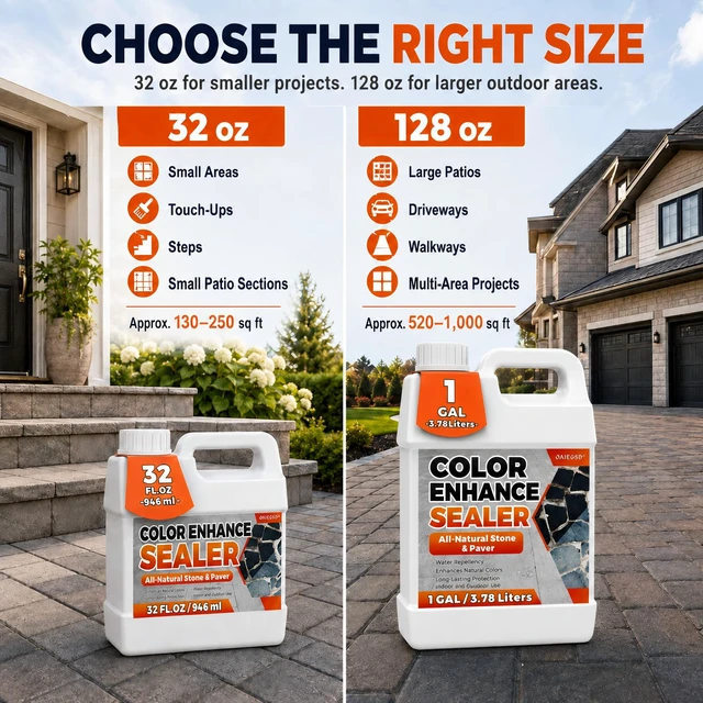 Alt view image 7 of 7 - Wet Look Stone Sealer, 1 Gallon, Concrete Sealer & Stone Color Enhancer Deepens Natural Stone Color While Adding a Rich Wet-Look Gloss to Pavers, Concrete, Brick & Masonry
