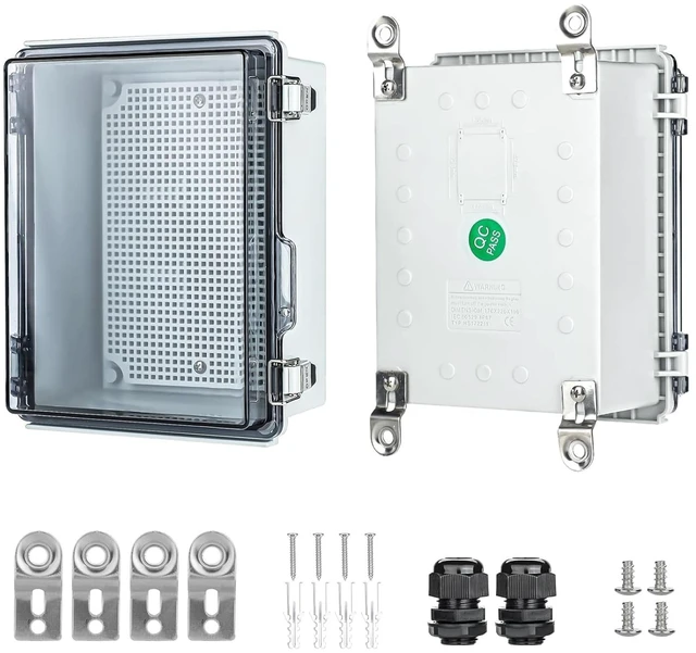 Main image of Junction Box Waterproof Outdoor Electrical Box IP67 ABS Project Enclosure Weatherproof Electrical Box Outdoor Cable Project Box Enclosure, Mounting Plate, Wall Brackets 10.2"x6.3"x4.3"