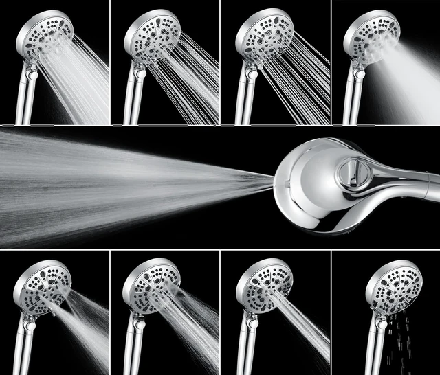 Alt view image 4 of 7 - Rain Shower Head with Filtered Handheld Spray Combo Chrome 1.8 GPM 10 Rainfall Showerhead with 9-Spray Detachable Handheld, High Pressure, ON/OFF Switch, 15-Stage Filter, Jet for Cleaning