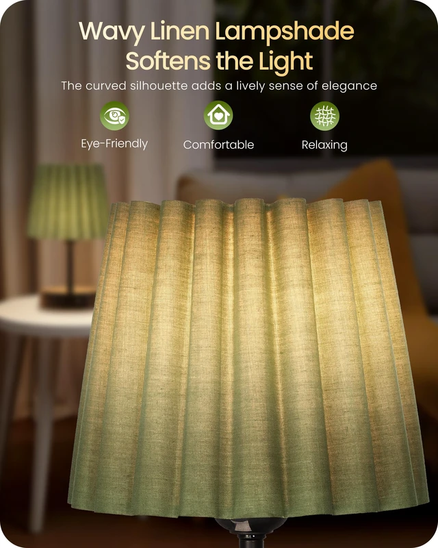 Alt view image 5 of 7 - Small Bedside Table Lamp, Touch Dimmable Table Lamp with USB Ports, Nightstand Lamp with a Stepless Dimming LED Bulb, E26 Base, for Bedroom, Study, Desk, Black and Green J16TL05