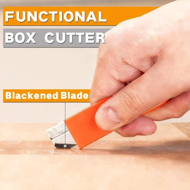Alt view image 6 of 7 - 48 Pack Box Cutter, Handy Box Opener, Retractable Utility Knife All-metal Tough Body & Antirust Blackened Carbon Steel Blades, One-handed Use for Opening Boxes, Packages, Storage Case