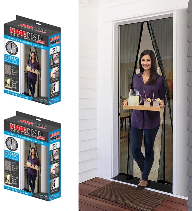Main image of Deluxe, Black | Magnetic Screen Door, Heavy Duty, Magnetic Closure, Door Net, Patio Screen, Sliding Door Screen, Bug Screen for Doorways, Kid & Pet Friendly | Size 39" x 83" (Pack of 2)