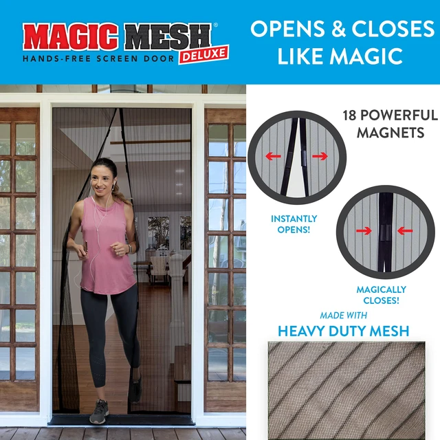Alt view image 2 of 7 - Deluxe, Black | Magnetic Screen Door, Heavy Duty, Magnetic Closure, Door Net, Patio Screen, Sliding Door Screen, Bug Screen for Doorways, Kid & Pet Friendly | Size 39" x 83" (Pack of 2)