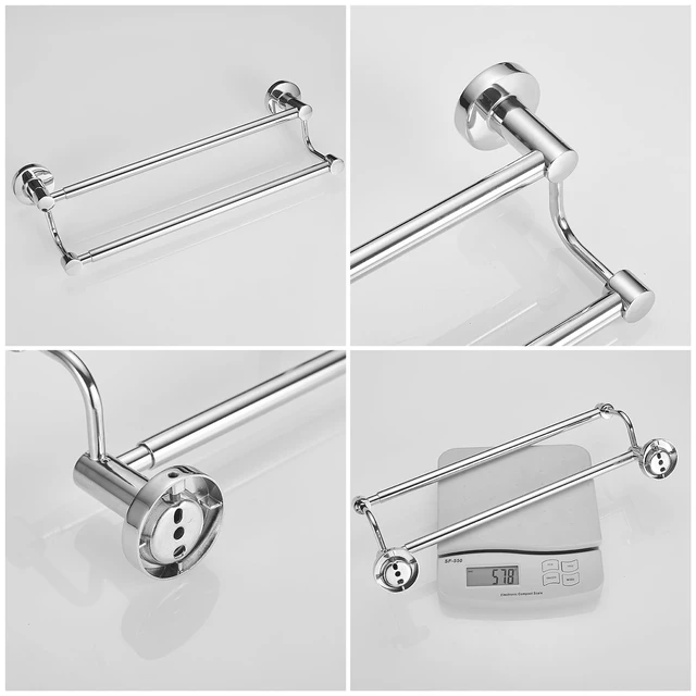 Alt view image 4 of 6 - Double Towel Bar Towel Rack for Bathroom Wall Mounted Polished Chrome Adjustable 16-26 In,Wall Mounted Towel Holder, Stainless Steel, Rustproof, Towel Bar Rod Hanger Hardware Accessories Hotel