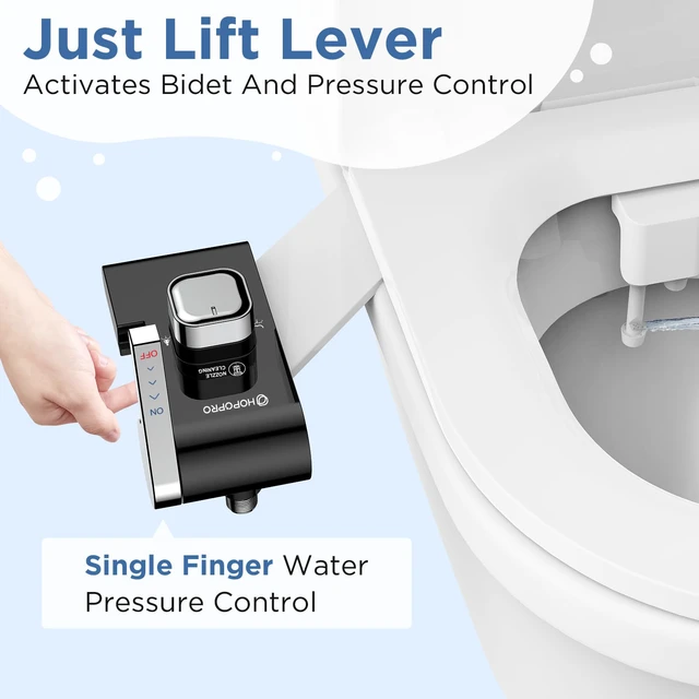 Alt view image 2 of 6 - Bidet with Single Finger Water Pressure Control, Self Cleaning Hygienic Dual Nozzle (Feminine/Rear Wash), Non-Electric Bidet Attachment for Toilet Seat, Easy DIY Install <5 Min -Black