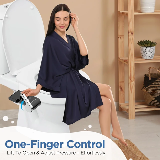 Alt view image 3 of 6 - Bidet with Single Finger Water Pressure Control, Self Cleaning Hygienic Dual Nozzle (Feminine/Rear Wash), Non-Electric Bidet Attachment for Toilet Seat, Easy DIY Install <5 Min -Black