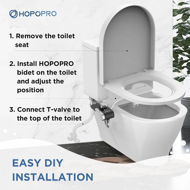 Alt view image 6 of 6 - Bidet with Single Finger Water Pressure Control, Self Cleaning Hygienic Dual Nozzle (Feminine/Rear Wash), Non-Electric Bidet Attachment for Toilet Seat, Easy DIY Install <5 Min -Black