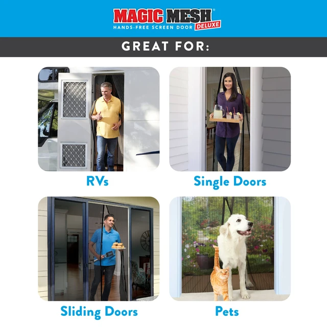 Alt view image 7 of 7 - Deluxe, Black | Magnetic Screen Door, Heavy Duty, Magnetic Closure, Door Net, Patio Screen, Sliding Door Screen, Bug Screen for Doorways, Kid & Pet Friendly | Size 39" x 83" (Pack of 2)