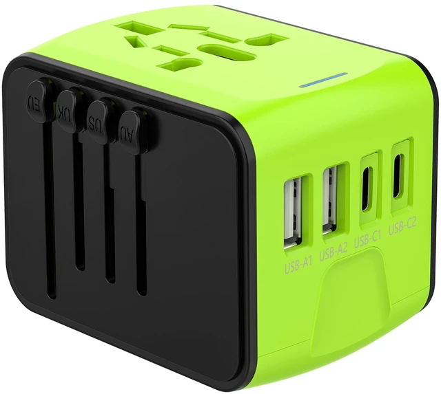 Main image of International Travel Adapter,2 USB-C & 2 USB-A Ports 2500W AC Outlet All-in-One Universal Power Adapter,2.4A Fast Charging,EU/US/UK/AU Compatibility for Worldwide Travel in 200+ Countries
