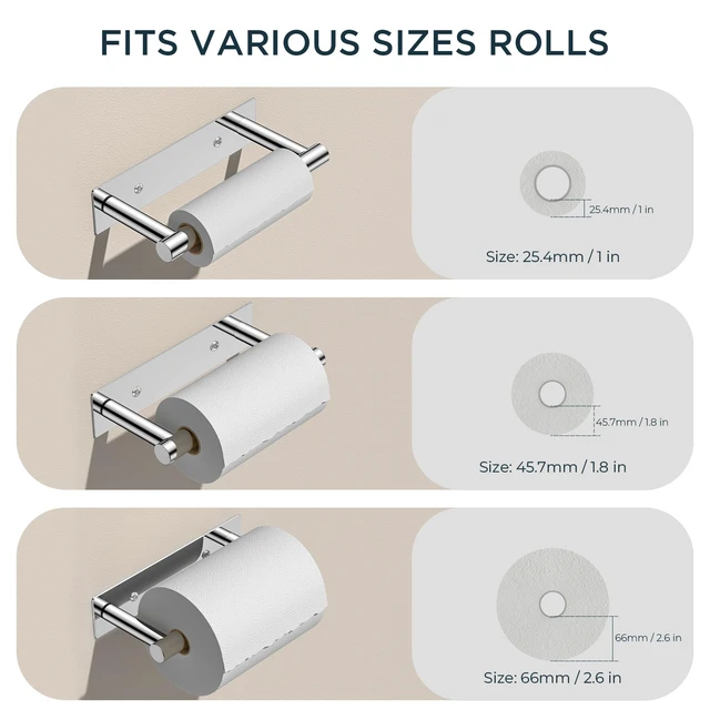 Alt view image 4 of 7 - Commercial Toilet Paper Holder Wall Mount Bathroom Tissue Holder Chrome | Adhesive or Screw | SUS304 Stainless Steel Rustproof | Pivoting Tissue Roll Holder | Square Base