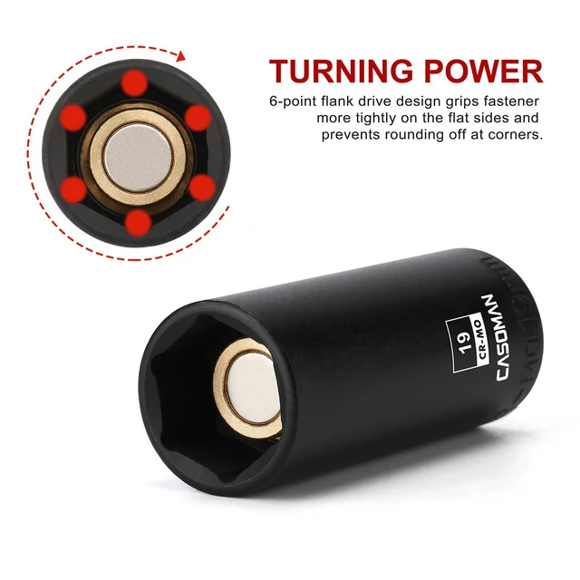 Alt view image 4 of 7 - 13PCS 3/8"Drive Magnetic Impact Socket Set, Deep, 6-Point, Metric, 7mm to 19mm, CR-MO