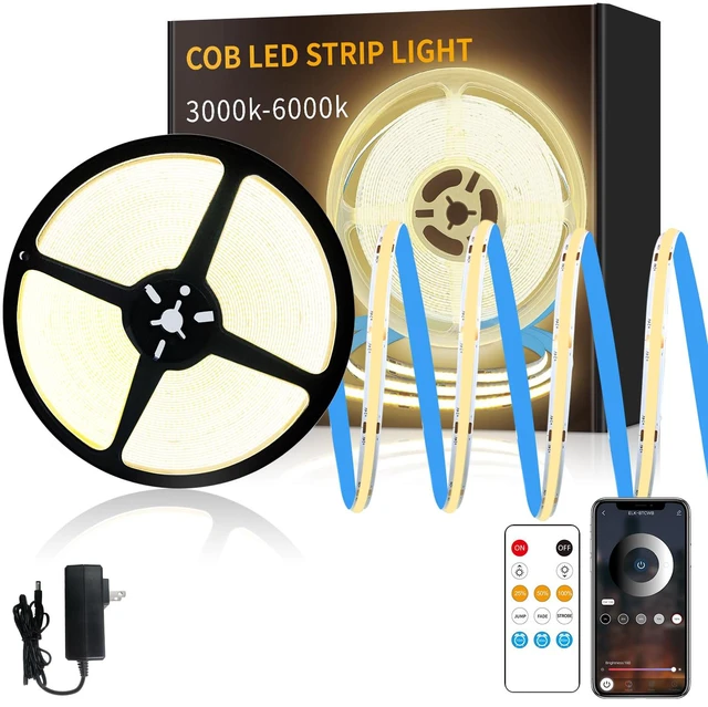 Main image of 50FT COB LED Strip Lights 3000K Warm White Dimmable DC 24V Flexible LED Tape Light for Bedroom, with Remote and App Control LED Light Strip,for DIY Home Decoration
