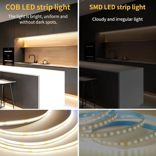 Alt view image 4 of 7 - 50FT COB LED Strip Lights 3000K Warm White Dimmable DC 24V Flexible LED Tape Light for Bedroom, with Remote and App Control LED Light Strip,for DIY Home Decoration