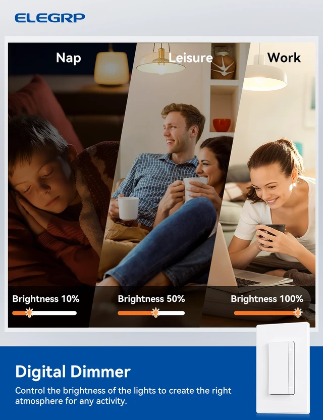 Alt view image 3 of 7 - LEDPro Multi-Location Dimmer, EDM25BM Master Dimmer Light Switch for LED, Single Pole/3 Way, 2 Pack, Matte White