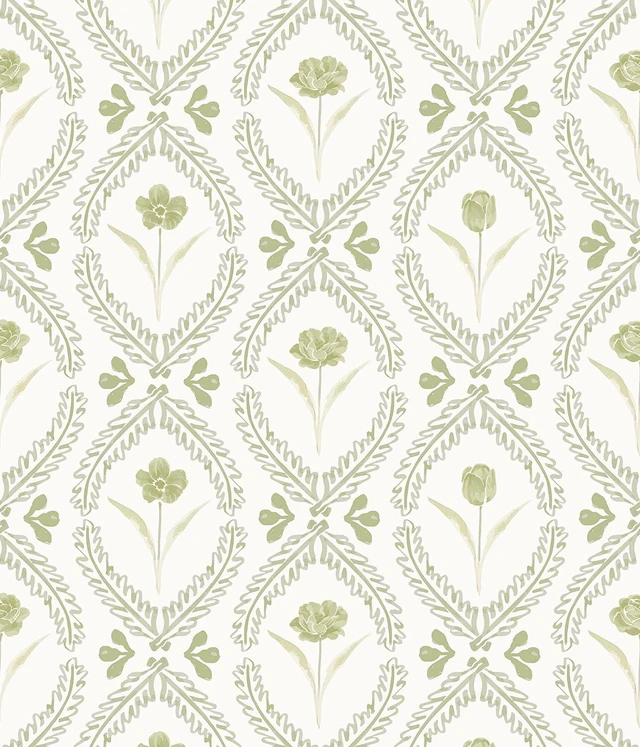 Main image of Peel and Stick Wallpaper Floral Vintage Stick on Wall Paper 16.9in x196.8in Beige and Green Floral Contact Paper for Cabinet Removable Self Adhesive Wallpaper Vinyl Roll Shelf Decor