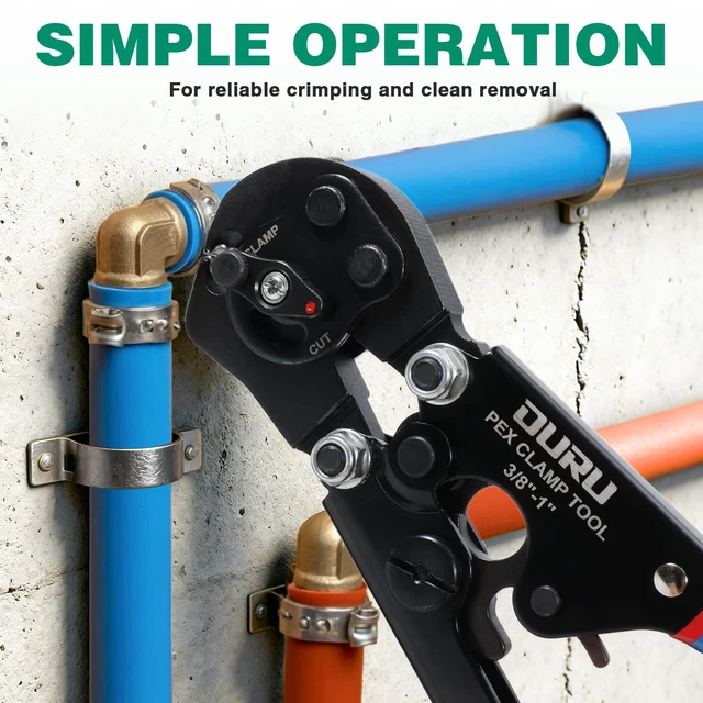 Alt view image 7 of 7 - PEX Crimping Tool Kit, Cinch & Remove, 3/8" to 1", with PEX Cutter 2 IN 1 Ratchet Crimp Tool, Non-Slip Grip, Plastic Storage Box, Plumbing Applications