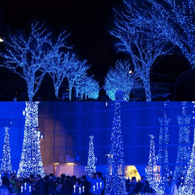 Alt view image 2 of 7 - 300 LED String Lights Outdoor Indoor, Extra Long 98.5FT Super Bright Christmas Lights, 8 Lighting Modes, Plug in Waterproof Fairy Lights for Holiday Wedding Party Bedroom Decorations (Blue)
