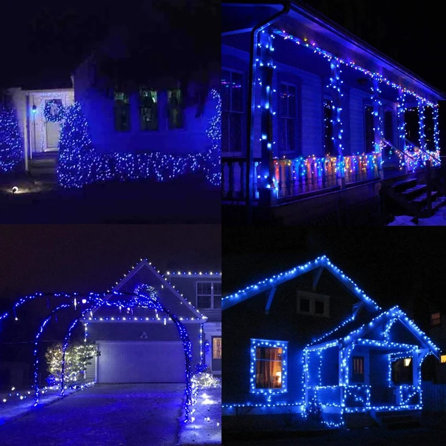 Alt view image 3 of 7 - 300 LED String Lights Outdoor Indoor, Extra Long 98.5FT Super Bright Christmas Lights, 8 Lighting Modes, Plug in Waterproof Fairy Lights for Holiday Wedding Party Bedroom Decorations (Blue)