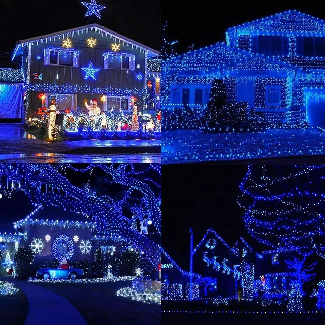 Alt view image 5 of 7 - 300 LED String Lights Outdoor Indoor, Extra Long 98.5FT Super Bright Christmas Lights, 8 Lighting Modes, Plug in Waterproof Fairy Lights for Holiday Wedding Party Bedroom Decorations (Blue)