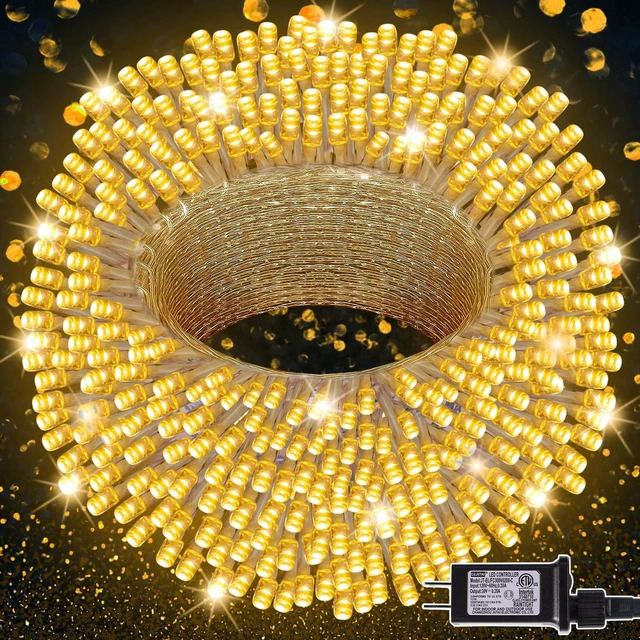 Main image of 300 LED String Lights Outdoor Indoor, Extra Long 98.5FT Christmas Lights, 8 Lighting Modes, Plug in Waterproof Fairy Lights for Wedding Party Bedroom Decorations (Warm White)