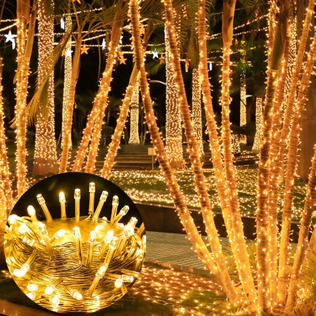 Alt view image 2 of 7 - 300 LED String Lights Outdoor Indoor, Extra Long 98.5FT Christmas Lights, 8 Lighting Modes, Plug in Waterproof Fairy Lights for Wedding Party Bedroom Decorations (Warm White)