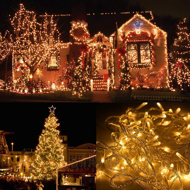 Alt view image 3 of 7 - 300 LED String Lights Outdoor Indoor, Extra Long 98.5FT Christmas Lights, 8 Lighting Modes, Plug in Waterproof Fairy Lights for Wedding Party Bedroom Decorations (Warm White)