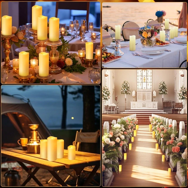 Alt view image 6 of 7 - Set of 24 Flameless Led Battery Opeated (D2.2'' x H4''5''6'') Waterproof Outdoor Indoor Candles with 10-Key Remotes and Cycling 24 Hours Timer