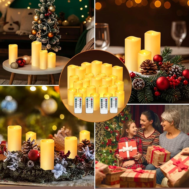 Alt view image 7 of 7 - Set of 24 Flameless Led Battery Opeated (D2.2'' x H4''5''6'') Waterproof Outdoor Indoor Candles with 10-Key Remotes and Cycling 24 Hours Timer