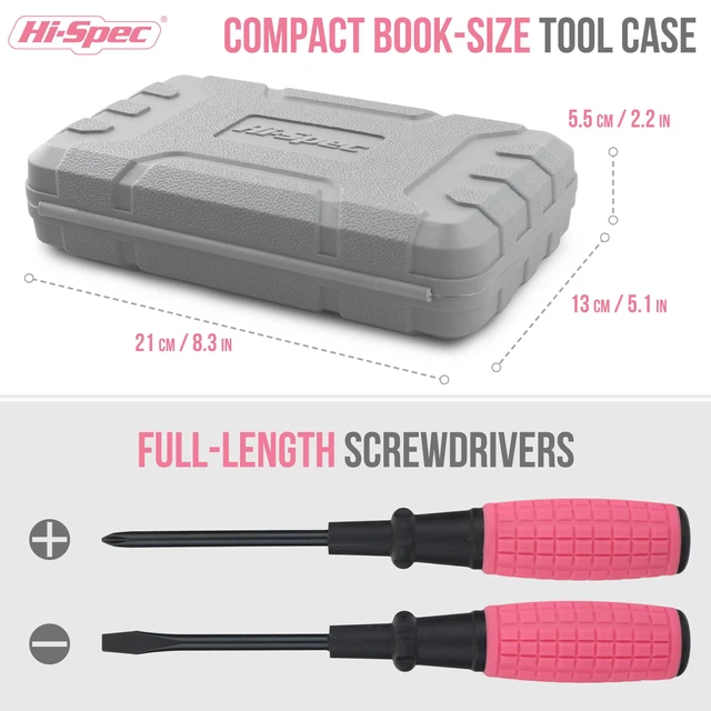 Alt view image 3 of 7 - Mini Tool Kit for College Dorm, Home and Office DIY, Pink 13pc, everyday fixes made easier, organized portable storage, beginner-friendly selection, apartment and office tasks, tidy
