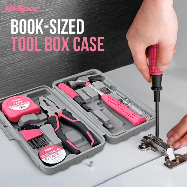 Alt view image 5 of 7 - Mini Tool Kit for College Dorm, Home and Office DIY, Pink 13pc, everyday fixes made easier, organized portable storage, beginner-friendly selection, apartment and office tasks, tidy