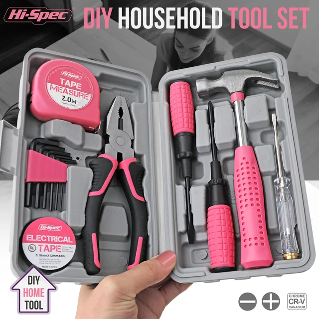 Alt view image 2 of 7 - Mini Tool Kit for College Dorm, Home and Office DIY, Pink 13pc, everyday fixes made easier, organized portable storage, beginner-friendly selection, apartment and office tasks, tidy