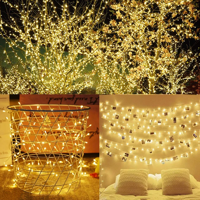 Alt view image 5 of 7 - 300 LED String Lights Outdoor Indoor, Extra Long 98.5FT Christmas Lights, 8 Lighting Modes, Plug in Waterproof Fairy Lights for Wedding Party Bedroom Decorations (Warm White)