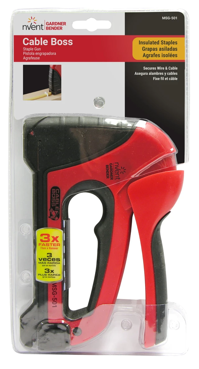 Alt view image 3 of 7 - MSG-501 Heavy-Duty Cable Boss Staple Gun, Professional Grade, Secures (NM) Coax, & Low-Volt Cable, Red