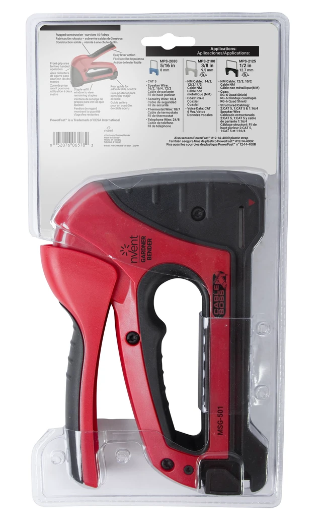 Alt view image 4 of 7 - MSG-501 Heavy-Duty Cable Boss Staple Gun, Professional Grade, Secures (NM) Coax, & Low-Volt Cable, Red