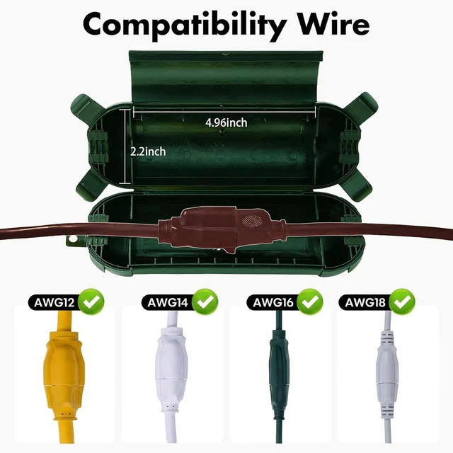 Alt view image 2 of 7 - 6 Pack Green Outdoor Extension Cord Cover, Waterproof Plug Protector IP44 Weather Resistant, Cord Connection Protection, Fits Outdoor Plugs, Perfect for Christmas Lights and Decorations