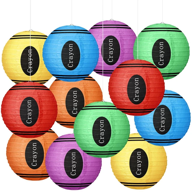 Main image of 12 Pcs Crayon Classroom Decor 10" Back to School Lanterns Crayon Paper Round Lanterns Classroom Hanging Decor for First Day of School Art Ceiling Kindergarten Welcome Party Supplies