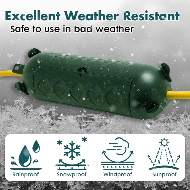 Alt view image 7 of 7 - 6 Pack Green Outdoor Extension Cord Cover, Waterproof Plug Protector IP44 Weather Resistant, Cord Connection Protection, Fits Outdoor Plugs, Perfect for Christmas Lights and Decorations